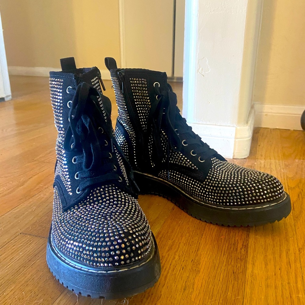 Madden Girl sparkle combat boot. Size 8